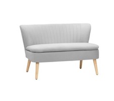 Grey 2 Seater Compact Sofa Jared Stitched Back - Ex Display Unboxed 