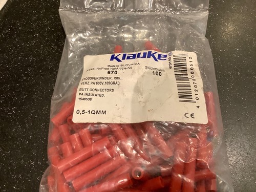 100 klauke red butt splice - red,