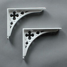 Pair WHITE 5x4" SMALL ANTIQUE VINTAGE GOTHIC CAST IRON SHELF BRACKETS (BR03wx2)