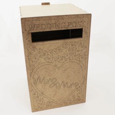 Wedding Mail Post Box - Mr & Mrs Heart Engraved Post Box Reception Post & Cards