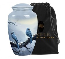 Winter Perch Blue Jays Urns Human Ashes Large Adult Cremation Burial Female Urn