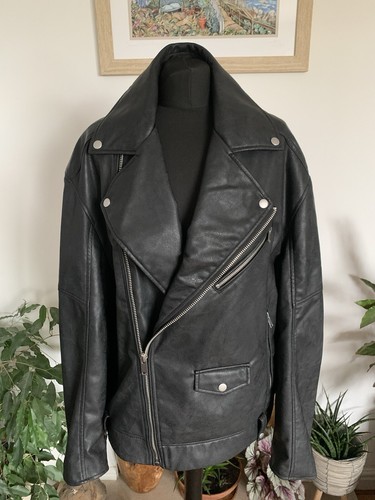 Zara black biker faux - faux, leather