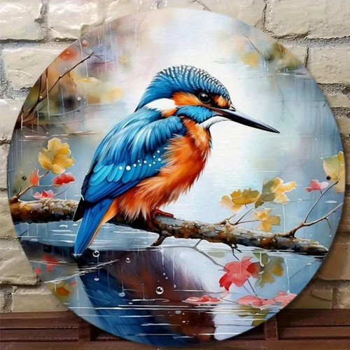 Metal kingfisher garden plaque - kingfisher,
