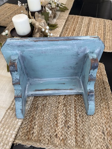 Wood shelf distressed - distressed, blue