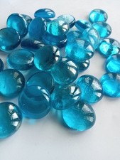 300 AQUA Glass PEBBLES NUGGETS Stones beads gems CRAFT vase Decorative