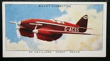 DE HAVILLAND COMET Racer  Vintage 1930's Aviation Card  FE12M