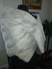 Genuine Vtge Large Real Mink Fur Stole Sapphire Silver One Size Bride Wedding 
