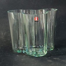 iittala AALTO SMALL VASE, WATER GREEN, 3 3/4",  Finland, Signed, Alvar Aalto