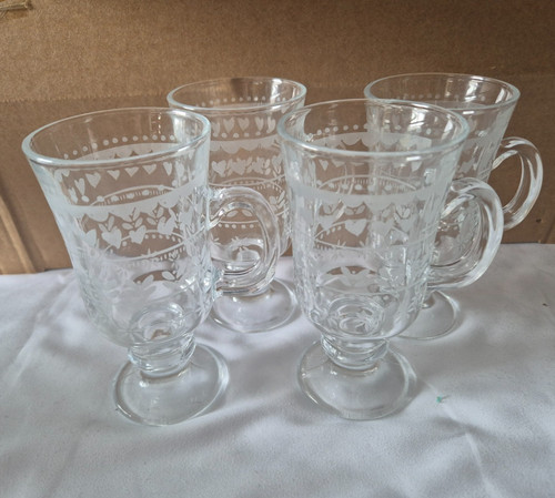 Set etched floral footed - of,
