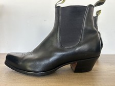 RM Williams Santa Fe Cowboy Boots Black Leather Cuban UK 11 USA 12 RRP £499