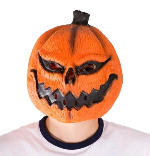 Adult latex pumpkin head mask - adult,