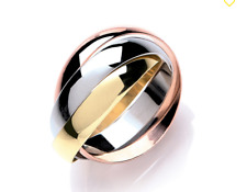 9ct 3 Colour Gold 4mm Russian Wedding Ring