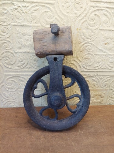 Antique iron pulley - antique,