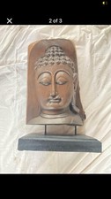 Large Buddha Head Statue Wooden Heavy