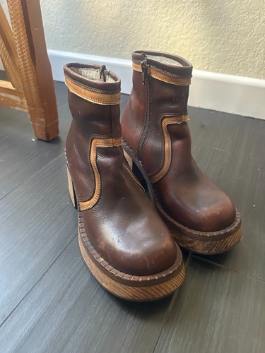 Leather boots tone brown - leather, 2-tone