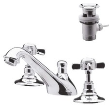 nuie I307X Beaumont Traditional Bathroom Crosshead Handle 3 Tap Hole Basin Mixer