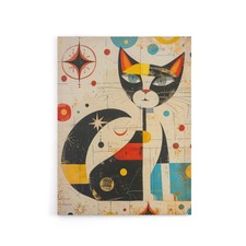Abstract Mid Century Modern Atomic Cat Canvas Wall Art Print