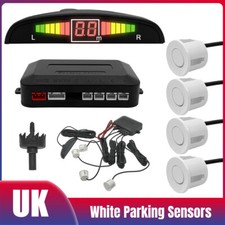 White Reversing Sensors Kit Universal Car Rear Parking Radar Buzzer Audio Alarm