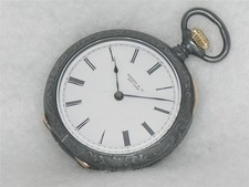 RARE 36MM TIFFANY & CO PATEK PHILIPPE PATINATED SILVER POCKET WATCH, SERVICED!