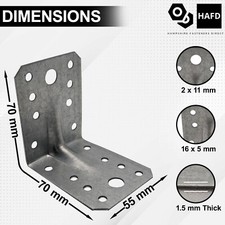 Galvanised Metal Corner Angle Brackets Steel Heavy Duty Braces L - Pack of 10