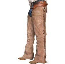 Handmade Buckskin Suede Leather Cowboy Chaps Western Riding Pants Men’s Gear
