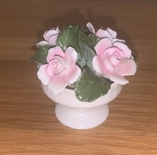 AYNSLEY Bone China Rose Posy Bouquet in Pedestal Bowl 1980 