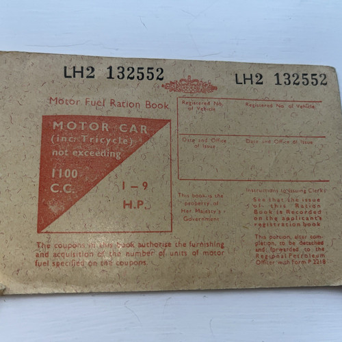 Motor fuel ration book vintage - motor,
