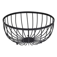 Modern Black Metal Fruit Bowl | Large Wire Fruit Basket for Kitchen Storage 25cm