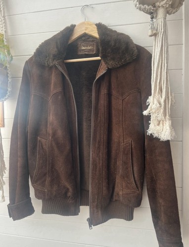 Genuine leather brown bomber - leather,