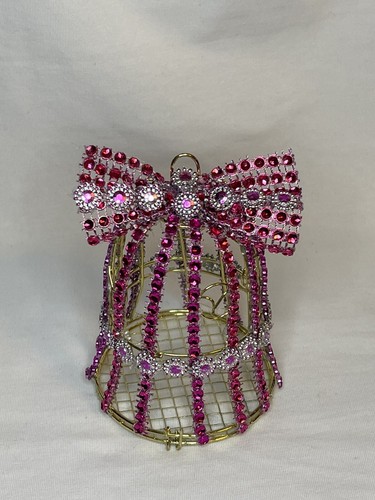 Hand decorated metal bird - decorated, cage