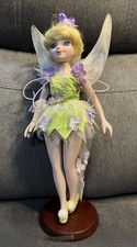 Disney Porcelain Tinkerbell Doll 2003 14” Tall With Stand