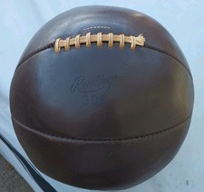 VINTAGE 1950s RAWLINGS #308 LEATHER MEDICINE BALL 8.9 LBS SUPER NICE ORIGINAL 