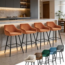 Set of 2/4 Bar Stools Velvet