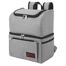 Vinsani Grey Backpack Cooler Multi pocketed Picnic Bag Large Capacity Insulated