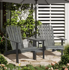 Garden Love Seat Outdoor Patio Bench Rustic Wooden Companion Set 2 Chairs Table