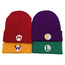 Super Mario Luigi Bros Embroidered Beanie Knitted Cuffed Hat Ski Cap Women Men