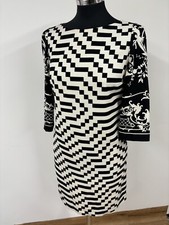 Max Mara Weekend Geometric Shift Dress UK 10 Black Cream Summer Wedding Holiday