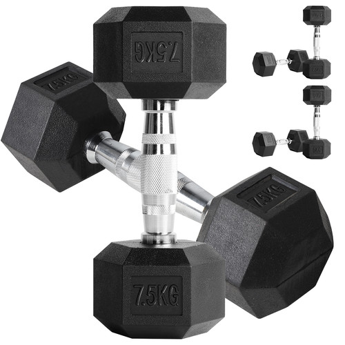 Hex dumbbells set 5kg pair - dumbbells,