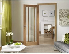 RIPON Oak Veneer Clear Glazed Internal Door 33" x 78" - 838mm Clearance BARGAIN