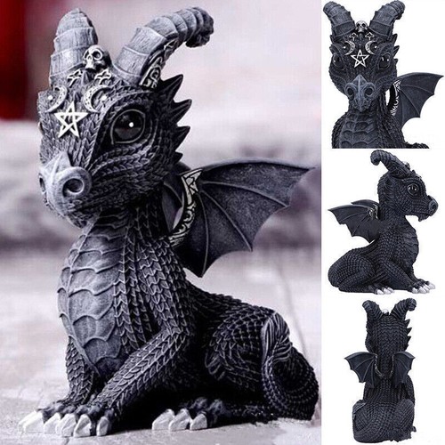 Black dragon figurine statues - black,