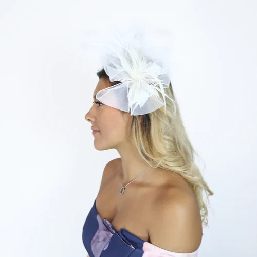 Flower feather hair hat - flower,