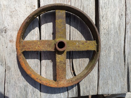 Heavy antique cast iron wheel - antique,