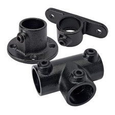 Industrial Black E Coated Key Clamp Handrail System Fittings Tube 33.7mm