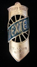 Vintage DEXTER Bicycle Co. shield head badge emblem  St. Louis U.S.A.