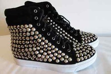boots Jeffery Campbell suede Leather Lace Up studs goth Havana Size 37 UK 4