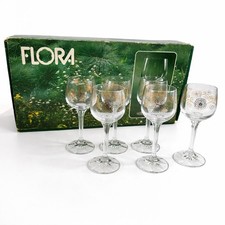Set 6 Vintage Gold Floral Wine