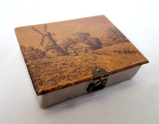 Mauchline Ware Box Holland Windmill Vintage Board Box Papier Mache Jewellery Box