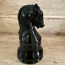 Black Large Horse Head/Bust Chess Piece Figurine Statue Decor Ceramic