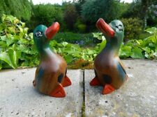 Wooden Duck Carving - Pair of Hand Carved Painted Mallard Ducklings