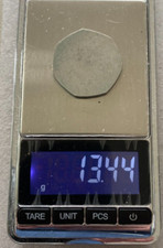 50p error UK - Fifty pence old-style 1969-1997 - unstruck / blank flan 13.44g